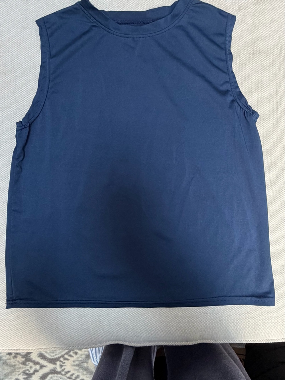 Kids Navy Solid Dri-Fit Sleeveless Tank Top